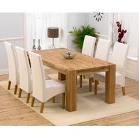 Mark Harris Madrid Solid Oak 200cm Extending Dining Set with 6 Venice Ivory Dining Chairs