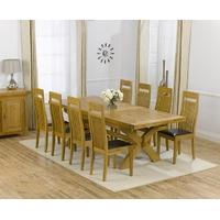 mark harris cheshire solid oak 200cm extending dining set with 8 monte ...