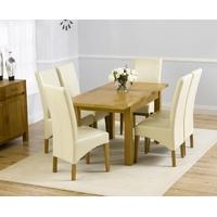 Mark Harris Rustique Solid Oak 120cm Extending Dining Set with 6 Roma Cream Dining Chairs