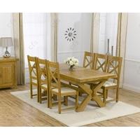 Mark Harris Cheshire Solid Oak 200cm Extending Dining Set with 6 Canterbury Cream Dining Chairs