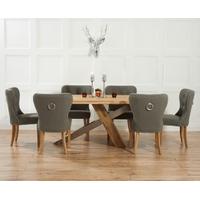 Mark Harris Montana Solid Oak and Metal 225cm Dining Set with 6 Kalim Grey Dining chairs