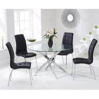 Mark Harris Daytona 110cm Glass Round Dining Set with 4 California Black Dining Chairs