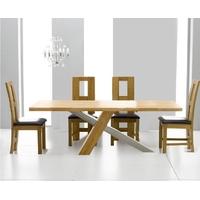 Mark Harris Montana Solid Oak and Metal 180cm Dining Set with 4 John Louis Brown Dining chairs