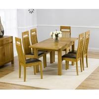 Mark Harris Rustique Solid Oak 120cm Extending Dining Set with 6 Monte Carlo Brown Dining Chairs