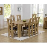 Mark Harris Tampa Solid Oak 150cm Dining Set with 6 John Louis Brown Dining Chairs
