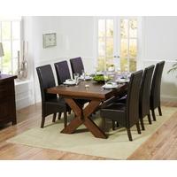 Mark Harris Avignon Solid Dark Oak 200cm Extending Dining Set with 6 WNG Brown Dining Chairs