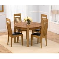 Mark Harris Verona Solid Oak 110cm Round Dining Set with 4 Monte Carlo Brown Dining Chairs