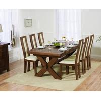 mark harris avignon solid dark oak 200cm extending dining set with 6 h ...