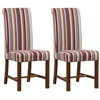 Mark Webster Red Stripe Fabric Dining Chair - FR 18711 (Pair)