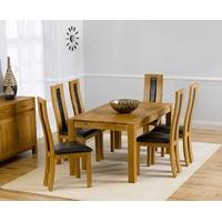 Mark Harris Verona Solid Oak 150cm Dining Set with 6 Havana Brown Dining Chairs