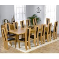 Mark Harris Rustique Solid Oak 180cm Extending Dining Set with 12 Havana Black Dining Chairs