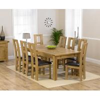 Mark Harris Rustique Solid Oak 220cm Extending Dining Set with 8 John Louis Brown Dining Chairs