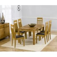 Mark Harris Verona Solid Oak 150cm Dining Set with 6 Monte Carlo Brown Dining Chairs