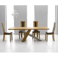 Mark Harris Montana Solid Oak and Metal 195cm Dining Set with 4 Havana Brown Dining chairs