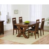 Mark Harris Avignon Solid Dark Oak 160cm Extending Dining Set with 4 Monte Carlo Dark Brown Dining Chairs