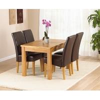 Mark Harris Rustique Solid Oak 120cm Extending Dining Set with 4 Rustique Brown Dining Chairs