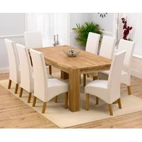 Mark Harris Madrid Solid Oak 200cm Extending Dining Set with 8 Venice Ivory Dining Chairs