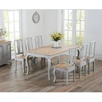 Mark Harris Sienna Oak and Grey 175cm Dining Set with 6 Dining Chairs