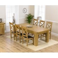 Mark Harris Laurent Solid Oak 230cm Extending Dining Set with 6 Canterbury Brown Dining Chairs