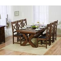 mark harris avignon solid dark oak 200cm extending dining set with 6 c ...