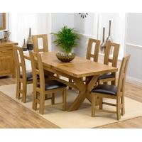 Mark Harris Avignon Solid Oak 160cm Extending Dining Set with 6 John Louis Brown Dining Chairs