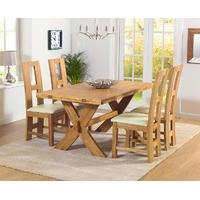 Mark Harris Avignon Solid Oak 165cm Extending Dining Set with 4 John Louis Cream Dining Chairs