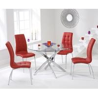 Mark Harris Daytona 110cm Glass Round Dining Set with 4 California Red Dining Chairs