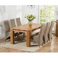 Mark Harris Madrid Solid Oak 200cm Dining Set with 6 Harley Tweed Dining Chairs