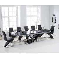 Mark Harris Hanover 210cm Black Glass Extending Dining Set with 6 Hereford Z Black Dining Chairs