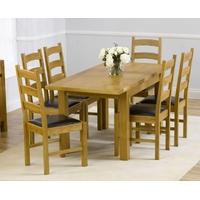 mark harris rustique solid oak 120cm extending dining set with 6 valen ...