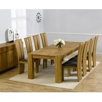 mark harris madrid solid oak 300cm dining set with 8 arizona brown din ...