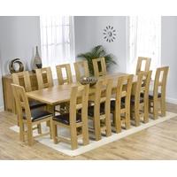 Mark Harris Rustique Solid Oak 180cm Extending Dining Set with 12 John Louis Black Dining Chairs