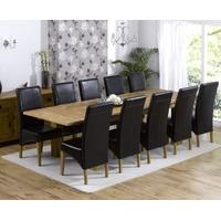 Mark Harris Madrid Solid Oak 200cm Extending Dining Set with 10 Venice Brown Dining Chairs