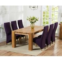 mark harris madrid solid oak 200cm dining set with 6 harley plum dinin ...