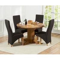 Mark Harris Dorchester Solid Oak 120cm Round Extending Dining Set with 4 Harley Charcoal Dining Chairs