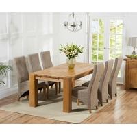 Mark Harris Madrid Solid Oak 240cm Dining Set with 6 Harley Tweed Dining Chairs