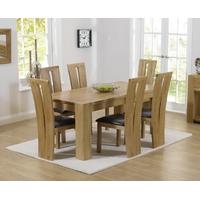 Mark Harris Tampa Solid Oak 150cm Dining Set with 6 Arizona Brown Dining Chairs