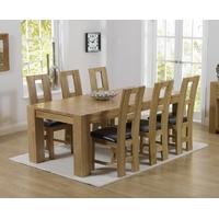 Mark Harris Tampa Solid Oak 180cm Dining Set with 6 John Louis Brown Dining Chairs