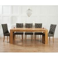 mark harris madrid solid oak 240cm dining set with 6 albury grey dinin ...