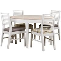 Mark Webster Painted Geo Dining Set - Round Extending with 4 Painted White Chairs