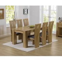 Mark Harris Tampa Solid Oak 180cm Dining Set with 6 Arizona Brown Dining Chairs