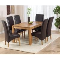 mark harris verona solid oak 150cm dining set with 6 venice brown dini ...