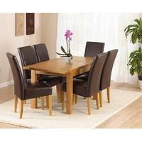 Mark Harris Rustique Solid Oak 120cm Extending Dining Set with 6 Rustique Brown Dining Chairs