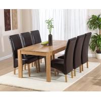 Mark Harris Verona Solid Oak 180cm Dining Set with 6 Venice Brown Dining Chairs