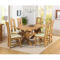 Mark Harris Avignon Solid Oak 165cm Extending Dining Set with 6 John Louis Cream Dining Chairs