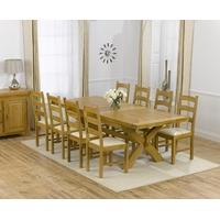 Mark Harris Cheshire Solid Oak 200cm Extending Dining Set with 8 Valencia Cream Dining Chairs