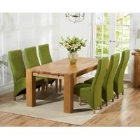 mark harris madrid solid oak 200cm dining set with 6 harley lime dinin ...