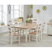 mark harris sandringham oak and cream 150cm dining set with 6 dining c ...