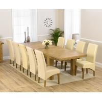 Mark Harris Laurent Solid Oak 230cm Extending Dining Set with 10 Roma Cream Dining Chairs