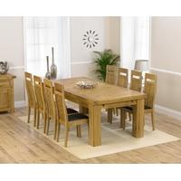Mark Harris Laurent Solid Oak 230cm Extending Dining Set with 8 Monte Carlo Brown Dining Chairs
